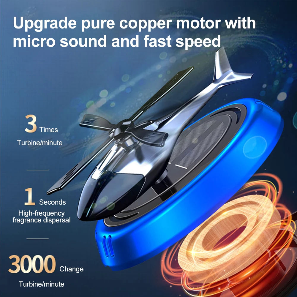 Solar Powered Rotation Helicopter, Aromatherapy Car Air Freshener .